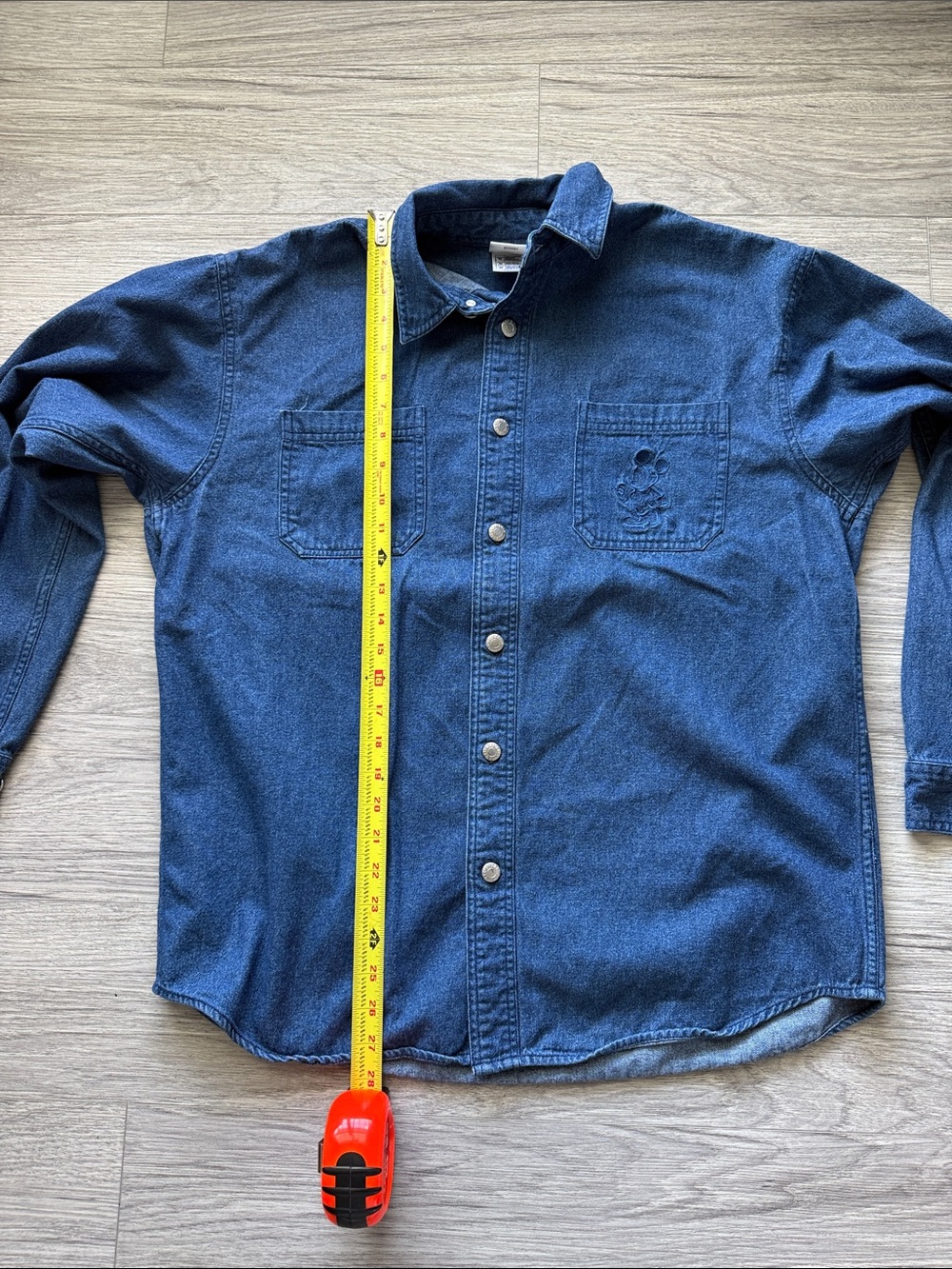 Vintage Disney Store Mickey Mouse Denim Shirt Women's Medium Blue Embroidered - Picture 5 of 6